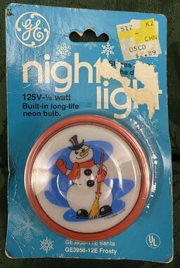 Vtg Frosty Snowman Night Light 1977 Christmas General Electric Plug In Works NEW